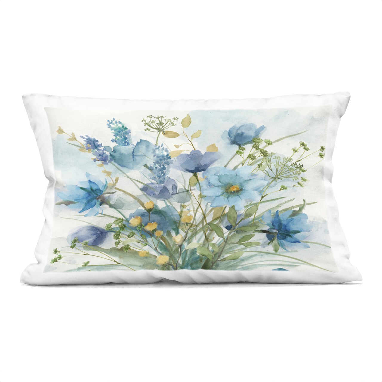 Stupell Industries Blue Toned Wild Flowers Decorative Printed Pillow design by Nan, 14 x 7 x 20